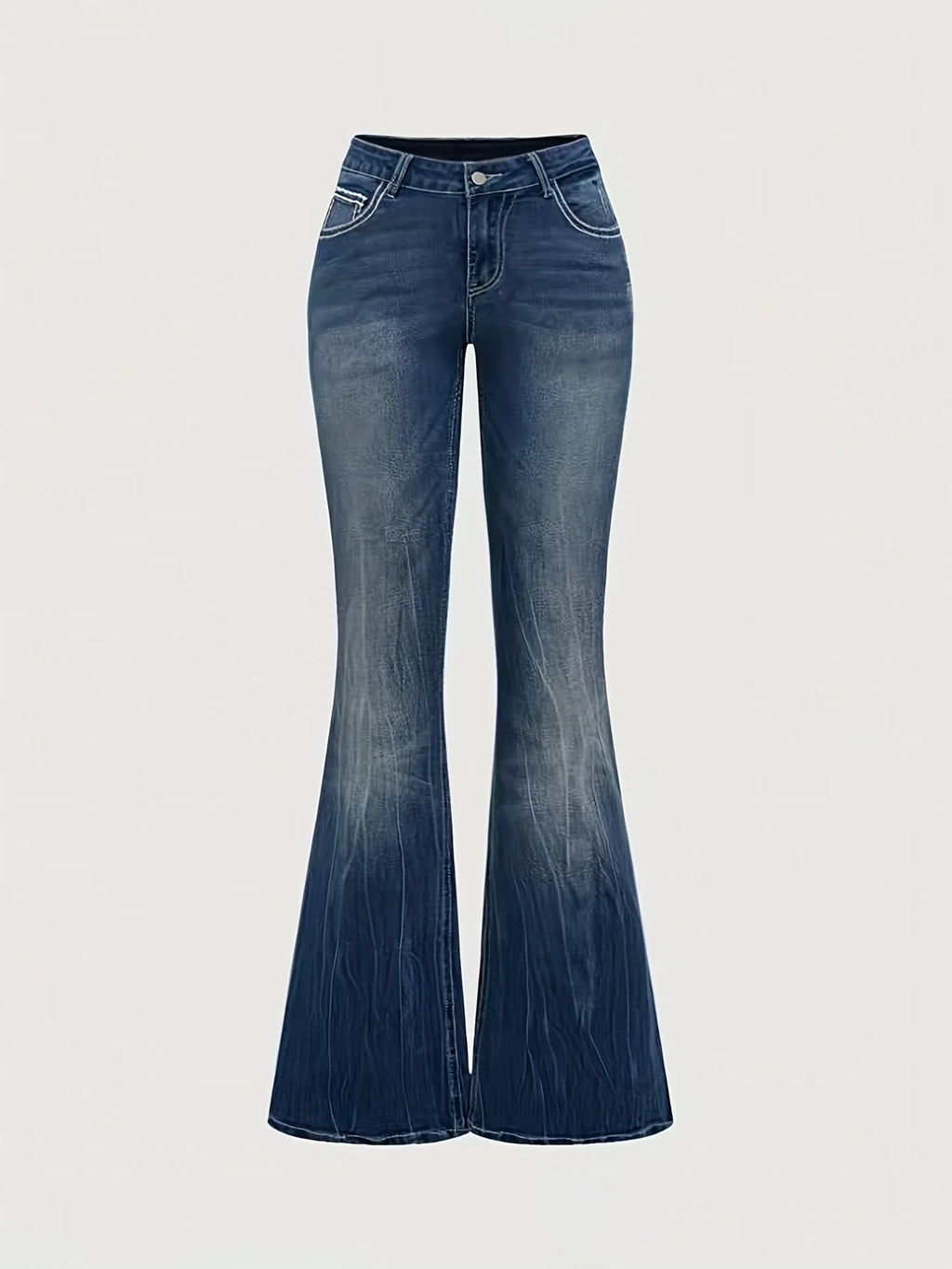 Denim Pant Women Bootcut Jeans Embroidery Vintage Washed Mid Waist Straight Trousers Slim Fit Y2k Streetwear Work Casual Summer