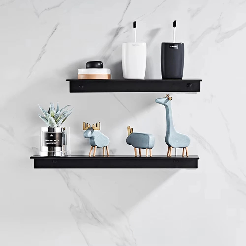 30/40/50CM Bathroom Shelf Aluminum Floating Shelves for Wall Mounted Shower Organiser Kitchen Storage Rack Bathroom Accessories