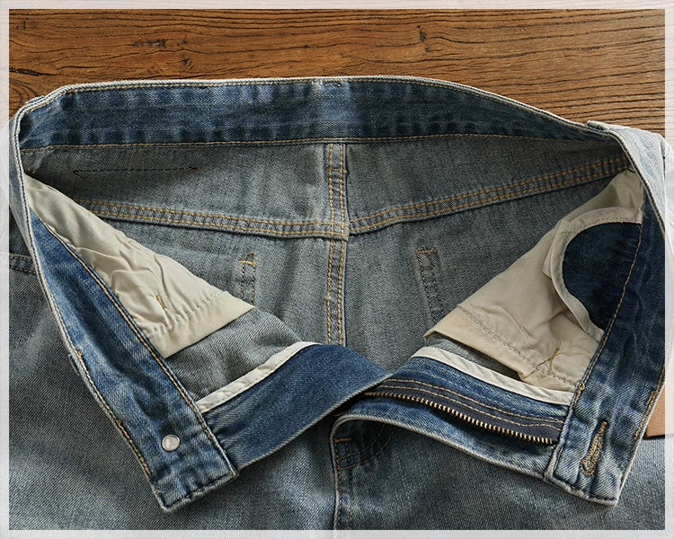 Retro classic summer casual medium pants five quarter pants fashion loose straight leg light denim shorts men's fashion