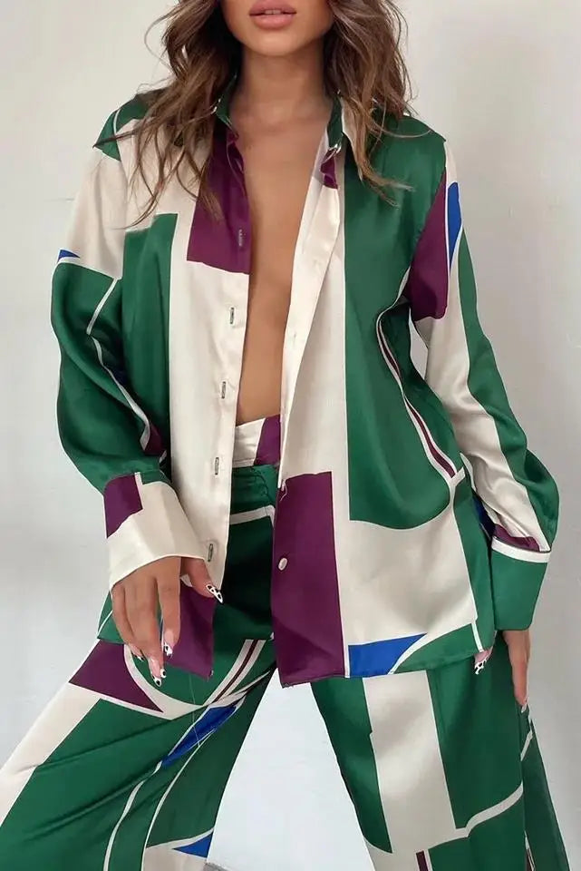 Spring New Two Piece Sets African Sets For Women New African Print Elastic Baggy Pants Rock Style Famous Suit Lady Outfits