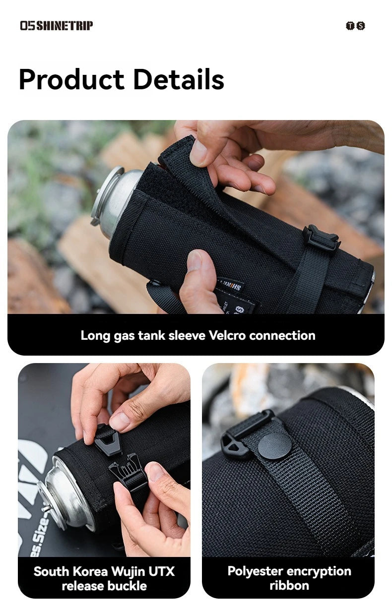 Blackened Gas Cylinder Protective Cover Outdoor Series Anti-Collision Camping Decoration Storage for Camping Gear
