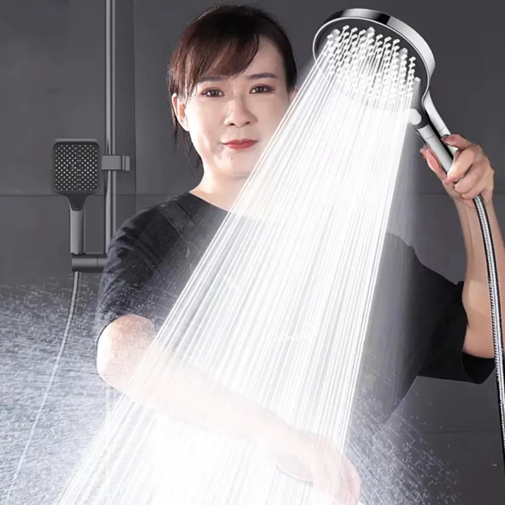 Portable Shower Head 3-Mode Shower Nozzle Bathroom Accessories Large Panel Sprayer High Pressure Handheld Showerhead