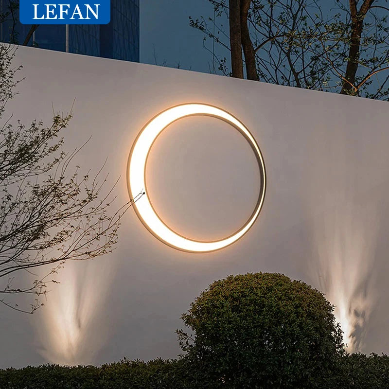 Modern IP65 Waterproof LED Outdoor Wall Light Villa Terrace Garden Street Light Round Moon Background Porch Lamps