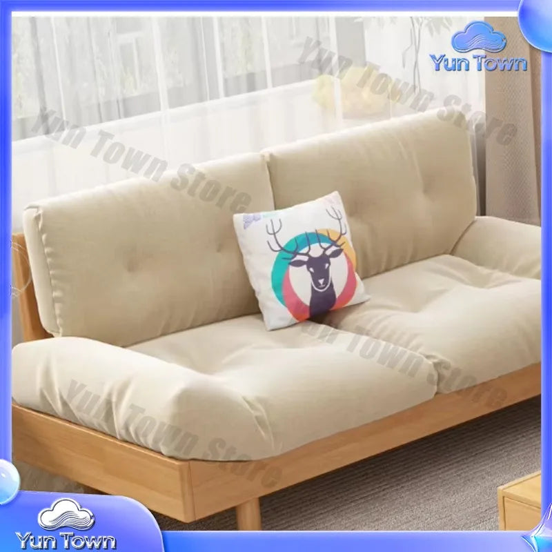 Cloud sofa for small living room cream color pure solid wood Nordic style 2 seat 3 seat sofa for 2026 new model