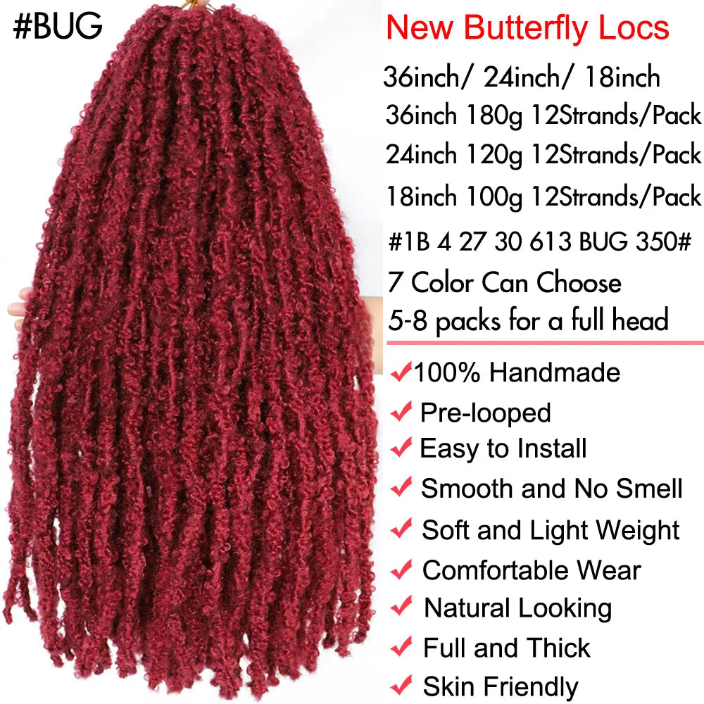 Butterfly Faux Locs Crochet Hair Super Long Prelooped Distressed Locs Soft Locs Crochet Hair For Black Women Crochet Braids Hair