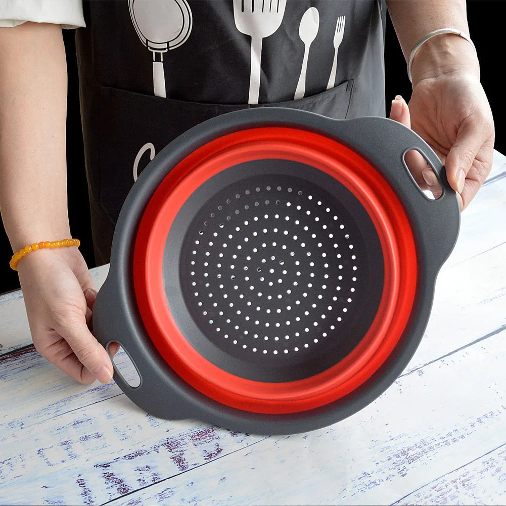Silicone Vegetable and Fruit Cleaning and Drainage Basket  Cleaning Basket 1PCS Folding Water Filter Net Kitchen Gadgets