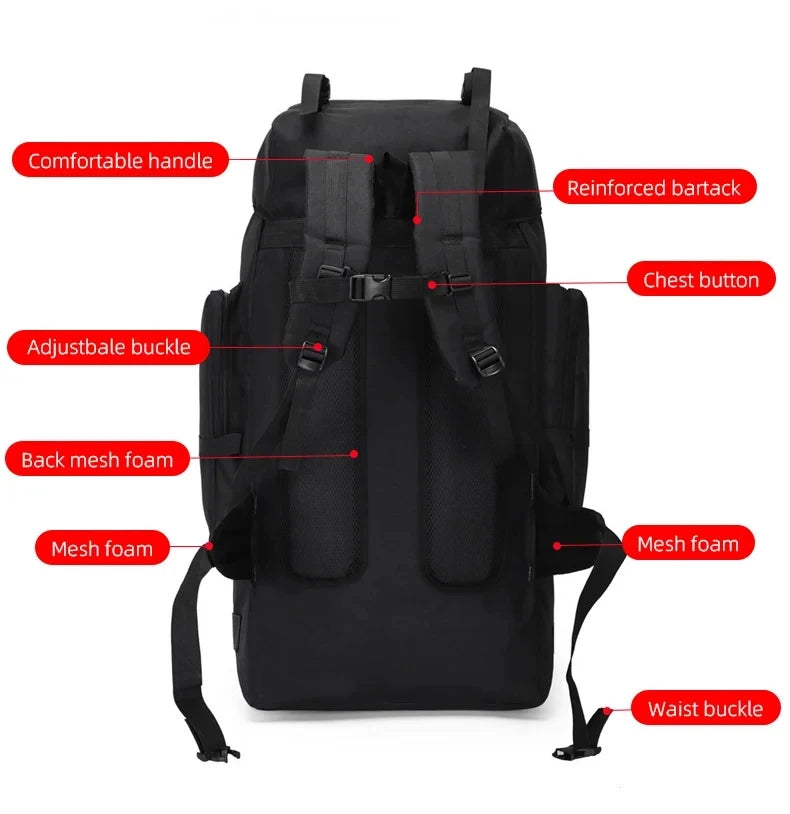 Outdoor Climbing Backpack Large Capacity Outdoor Travel Sports Luggage Bag Hiking Trekking Camping Mountaineering Men Rucksack