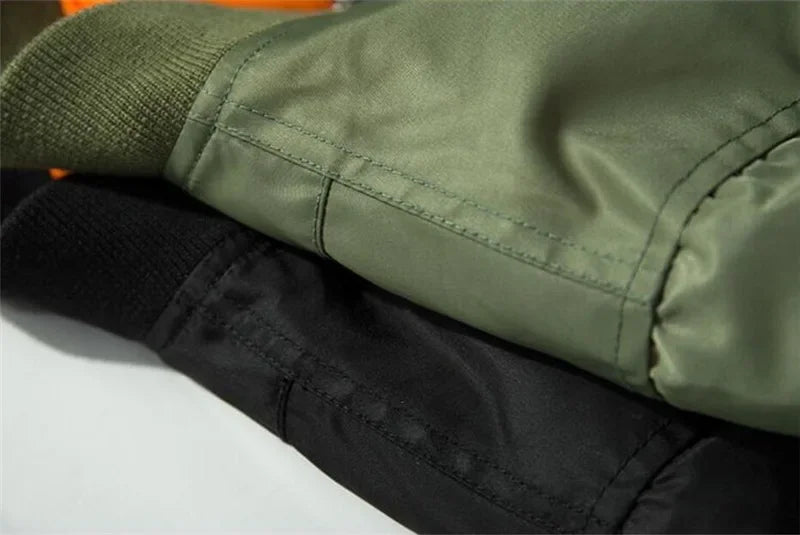 American Style Thickened Baseball Uniform Autumn Winter Army Green MA-1 Bomber Jacket Plus Size Stand Collar Work Jacket For Men