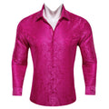 Barry.Wang Luxury Silk Mens Shirts Jacquard Floral Long Sleeve Formal Casual Breathable Male Blouses Wedding Business Prom Gift