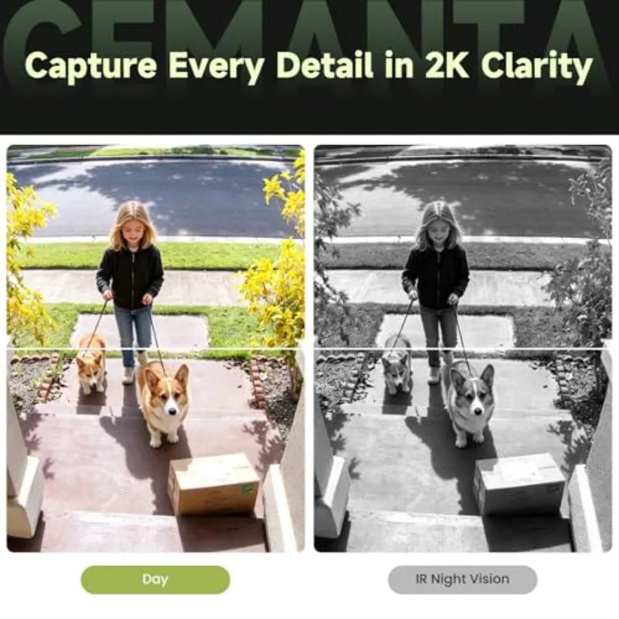 Wireless 2K video doorbell camera for home security: aluminum body, matte black, dual-cam with 190 view, WiFi6, night vision, 2