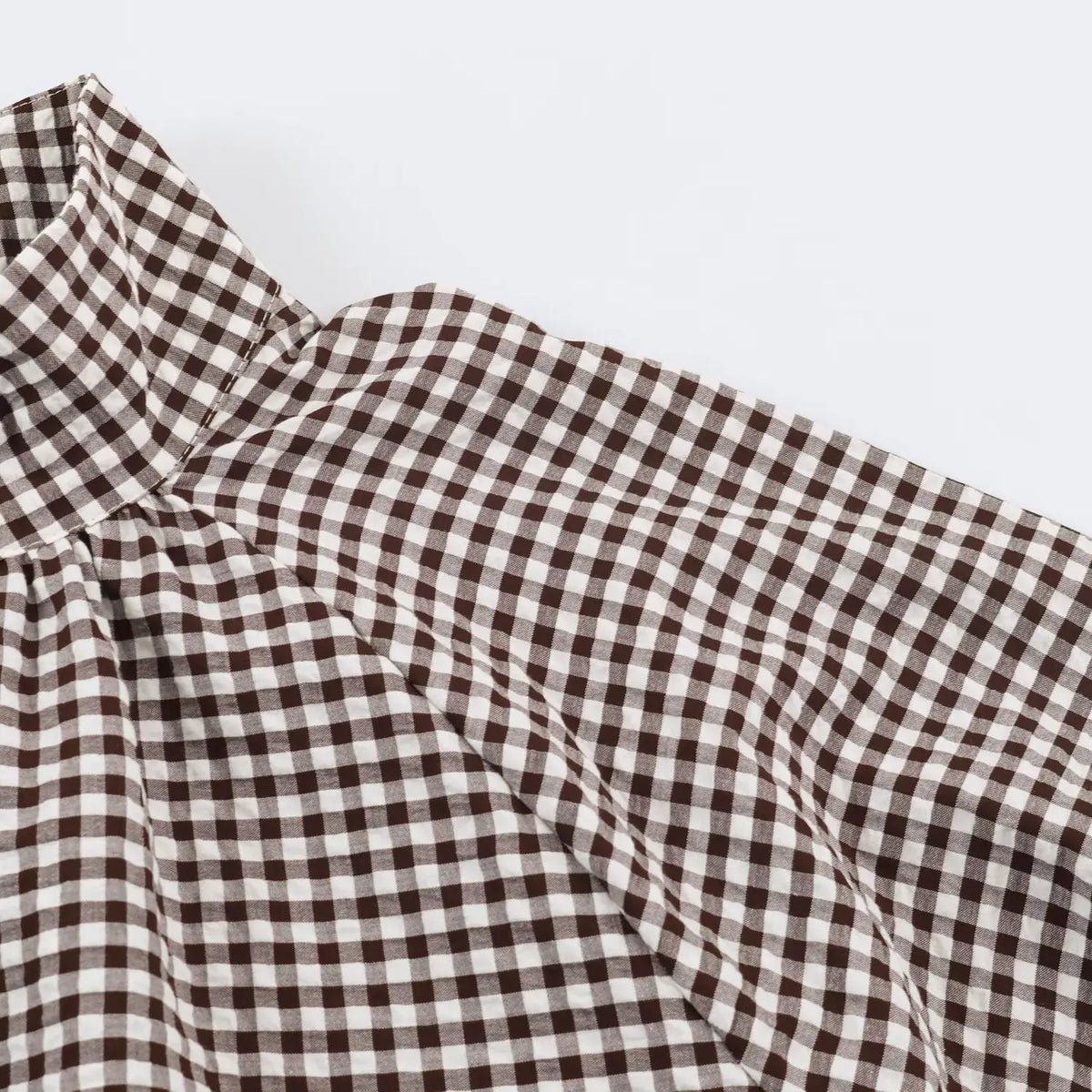 Women's Plaid Jacket, Vintage Gingham Check Coat, Stand Collar Long Sleeve Button Up Outerwear, Loose Casual Autumn Windbreaker