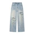 European and American style 2026 spring/summer new women's clothing mid waist casual ripped and flanged denim pants