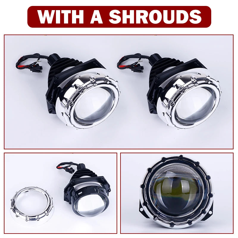 3 Inch H4 H7 LED Angel Eyes Bi LED Lenses 9005 9006 Projector Headlight For Hella Car Lights Headlamp Car Accessories RHD 160W