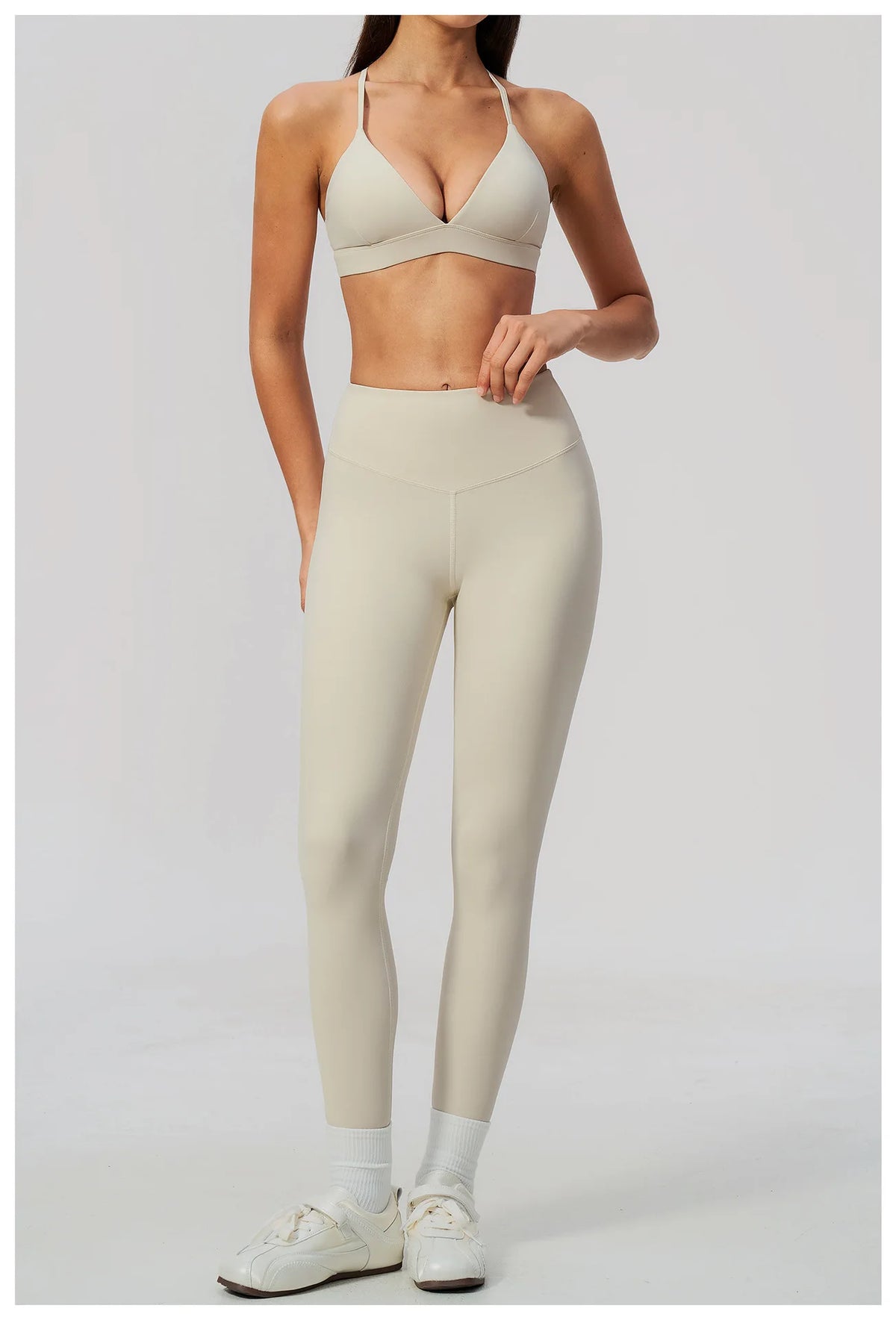 Woman Yoga Set Fitness Suit 2PCS Gym Clothing Running Workout Sportswear Outfit Tracksuit Set V Neck Cross Back High Waist Pants