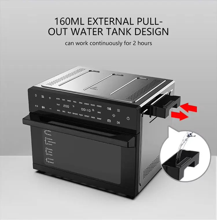 30 Litre Black (Steam + Air Fryer Oven) 18-in-1 Functions, 30L Capacity, Steam + Convection, Real Steam Technology, 1800W