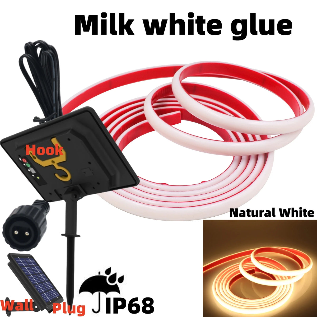 1200mAh 2400mAh 7200mAh COB Solar LED Strip Neon Light Sign DC 24V Flexible Waterproof IP68 IP67 Adhesive Tape Diode Lamp Linear