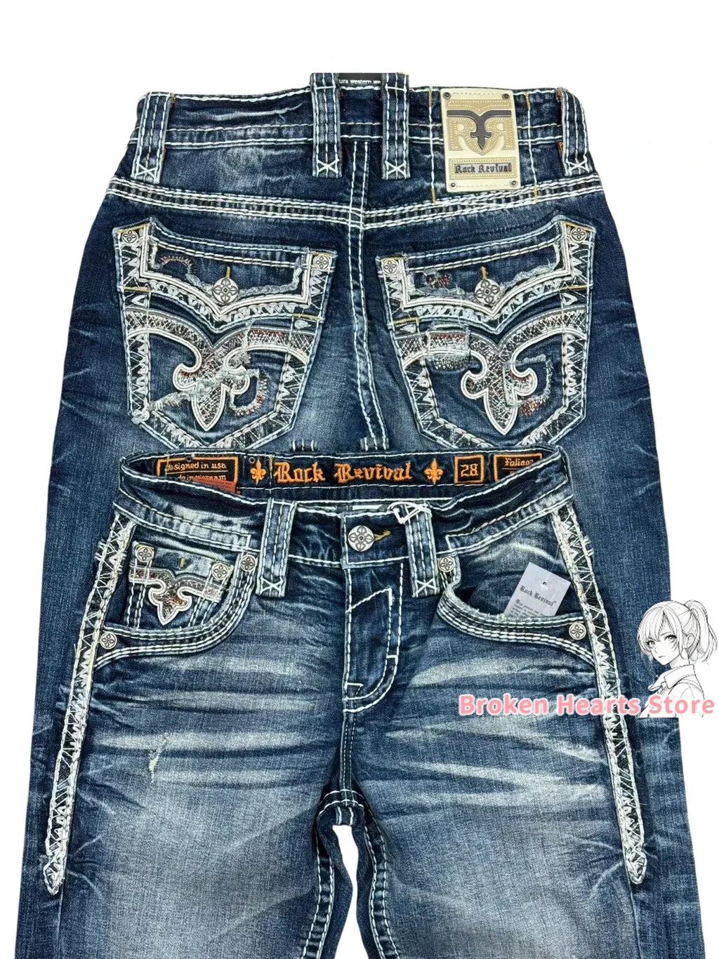 Y2K New Gothic Blue Denim Embroidery Harajuku Wide Pants Revival Mens Jeans Foliage Bootcut Women Pocket Hip Hop Streetwear