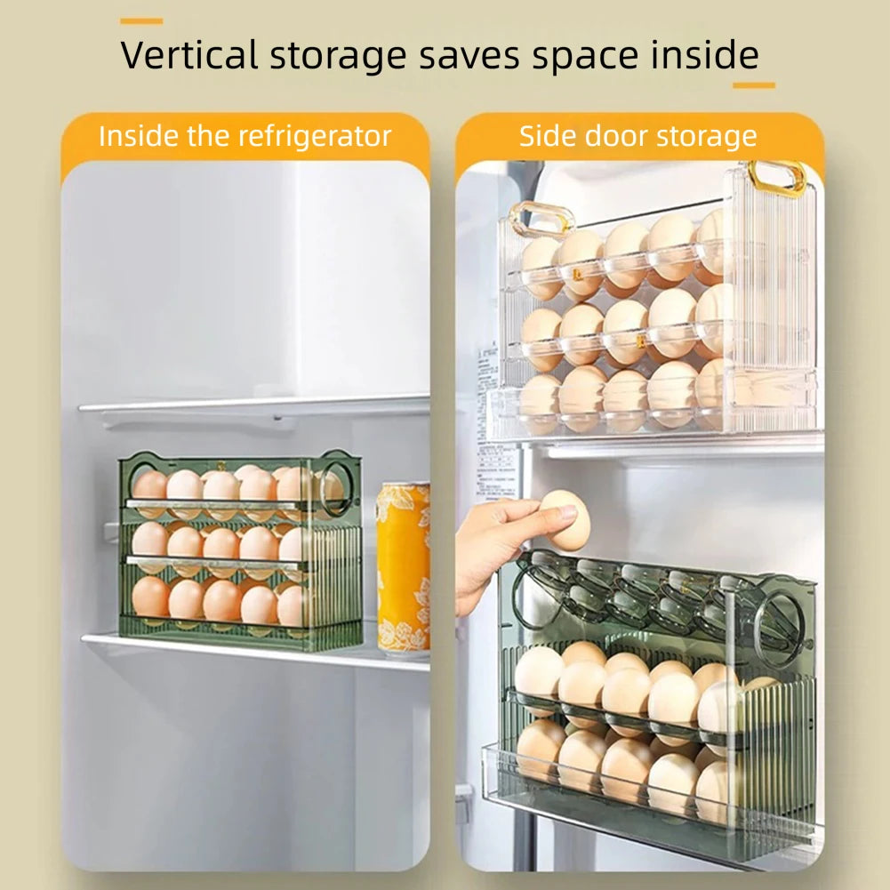 Kitchen Egg Holder,Large Capacity Egg Fridge Storage Box,Multi-Layer Egg Tray Organizer,Space Saving Fridges Egg Container