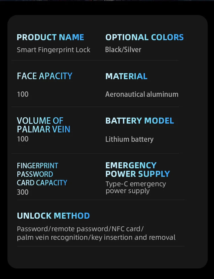 EGFirtor TUYA  APP Remote Control IC Card Electronic Smart Door Lock Waterproof  3D Face Password Fingerprint Keys Unlock Way