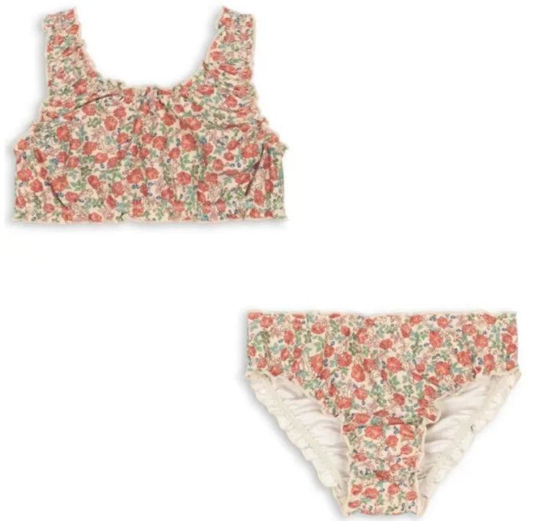 Baby Swimwear KS Brand 2026 New Summer Girls Swimsuit Cute Cherry Kids Baby Outfit Set Holiday Beach Bikini Children Clothing