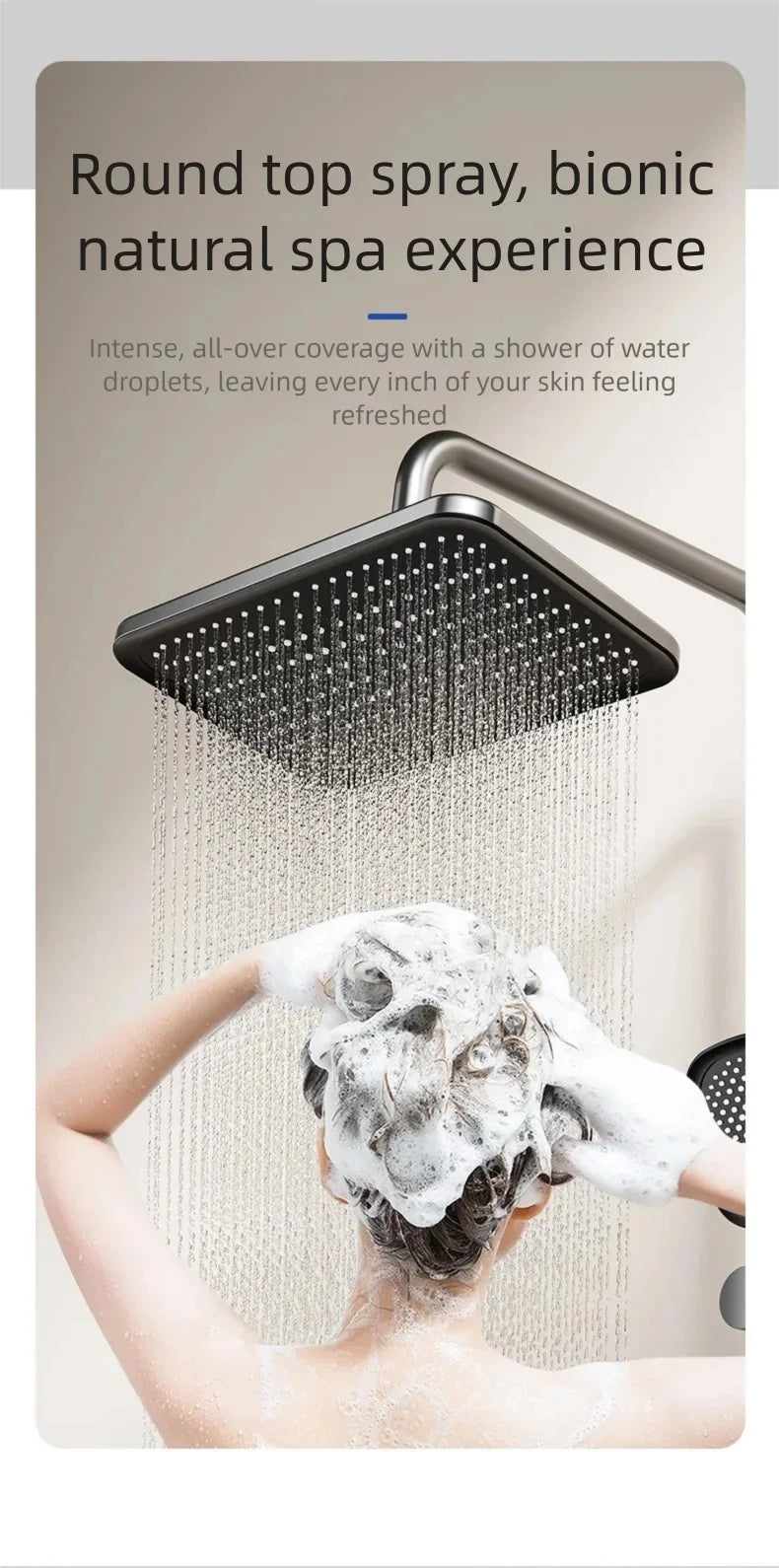 Gray Household MultiFunction Hot and Cold Water Shower Set Hotel Bathroom Bathtub Faucet Pressure Boosting Shower System Set