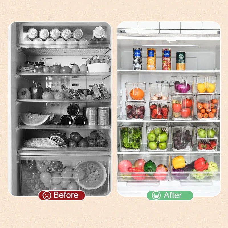 Kitchen Food Preservation Box Refrigerator Organizer With Handle Stackable Vegetable Fruit Storage Containers Home Organization