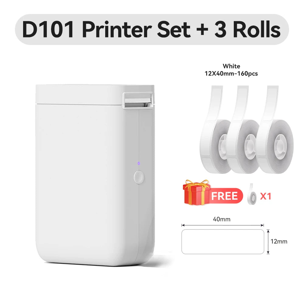 Niimbot D101 Thermal Label Printer Wireless Pocket Barcode Maker Inkless 10-25mm Width Mobile Sticker Printer for Office Home
