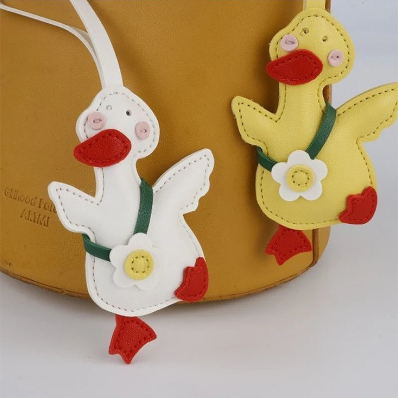 Cute Cartoon Duck Bag Charm High Quality Cute Leather Fashion Charm Bag Keyring Backpack Decoration Accessories Gifts