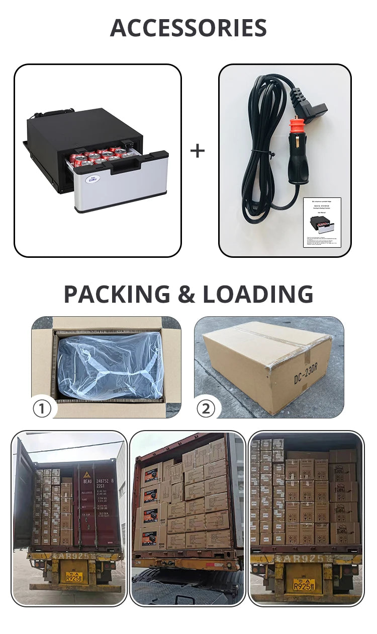 Applicable to 12V 24V New Design Portable Outdoor Using 23L Drawer Car Refrigerator Fridge for Caravan