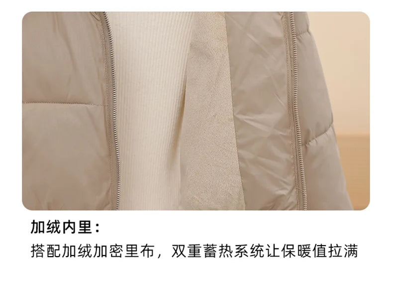 2025 Winter New Short Cotton Jackets Long Sleeve Loose Short Women's Parka Coats Hooded Big Fur Collar Down Cotton Padded Coats