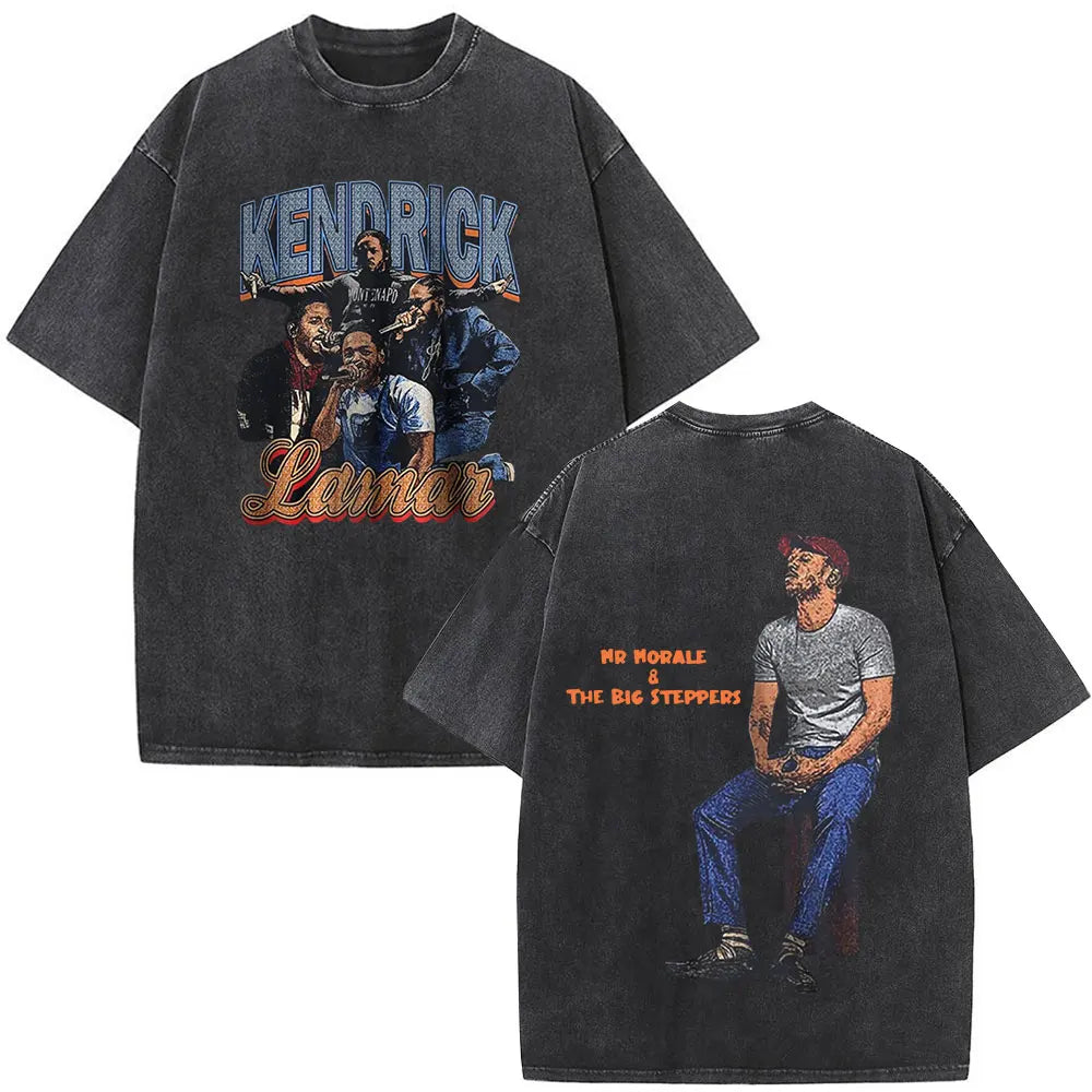 Kendrick Lamar To Pimp A Butterfly Graphic Vintage Washed T-shirts Men Fashion Hip Hop Retro Short Sleeve T Shirt Streetwear