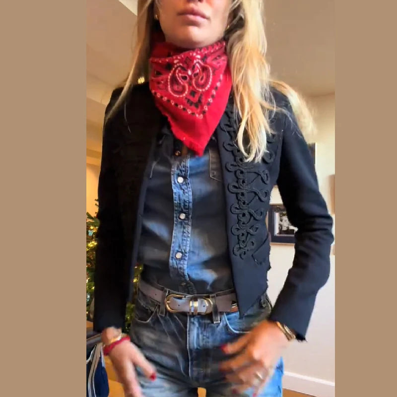 Trendy Edgy Jacket Chic Designers Vintage Stylish Women Cropped Blazers Slim-fit Elegant Casual Female Street Fall Outfit