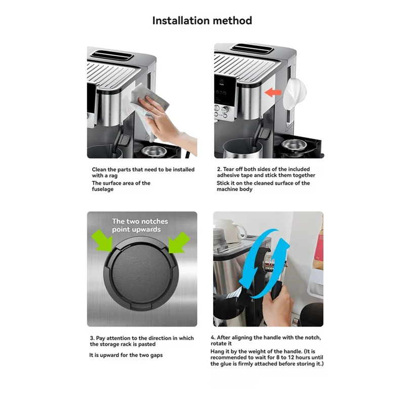 A50Q-Coffee Handle Storage Rack For NINJA ES601 ES655 ES701 Coffee Machine- Wall Mounted Storage Holder No-Punch Design