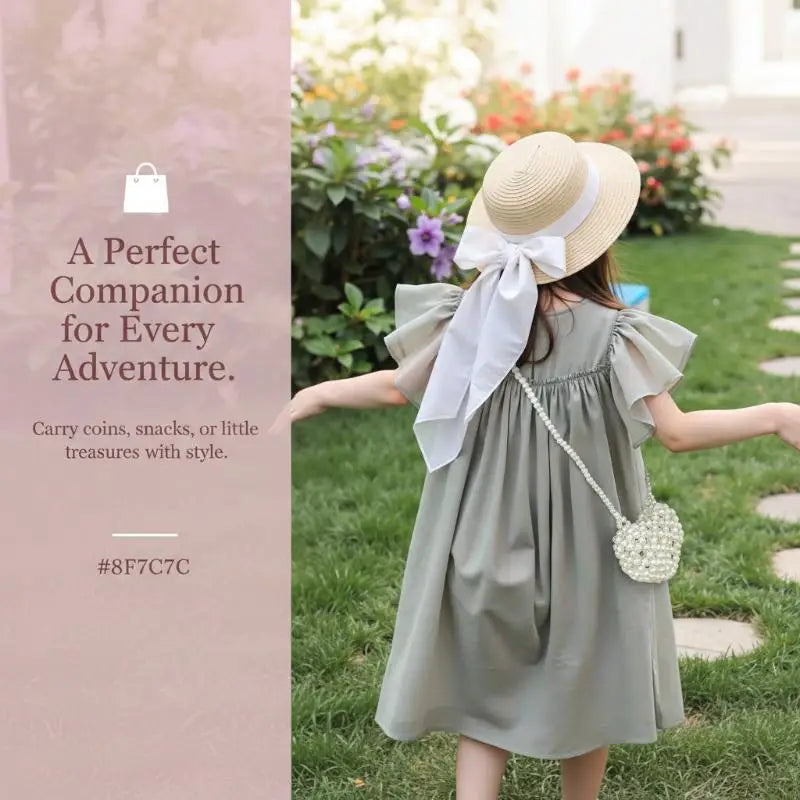 Pearl Beaded Heart Bag for Kids & Girls Sweet Love Shape Mini Fashion Handbag Cute Daily Accessory Gift Option