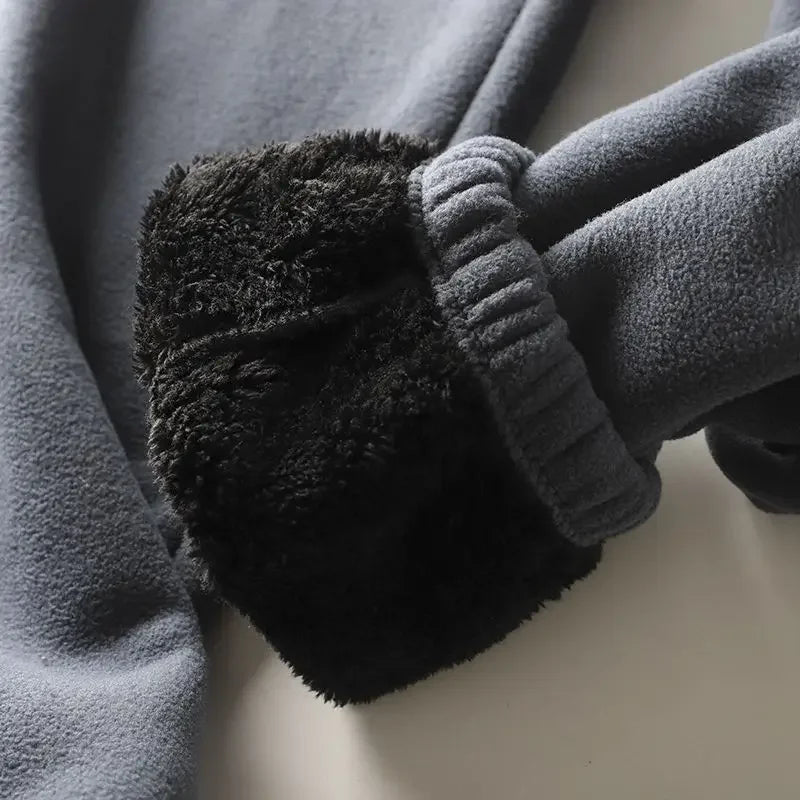 Fleece and Lambswool Men Sweatpants Winter Embroidery Thick Warm Double-sided Velvet Windproof Thermo Trousers Soft Harem Pants