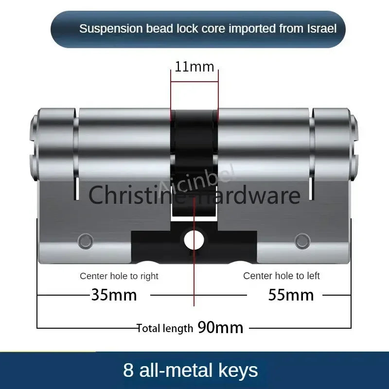 65-130MM High Quality European Standard Lock Cylinder,Super C-Level Anti-Theft Door Lock Cylinder,Household Copper Lock 8 Keys