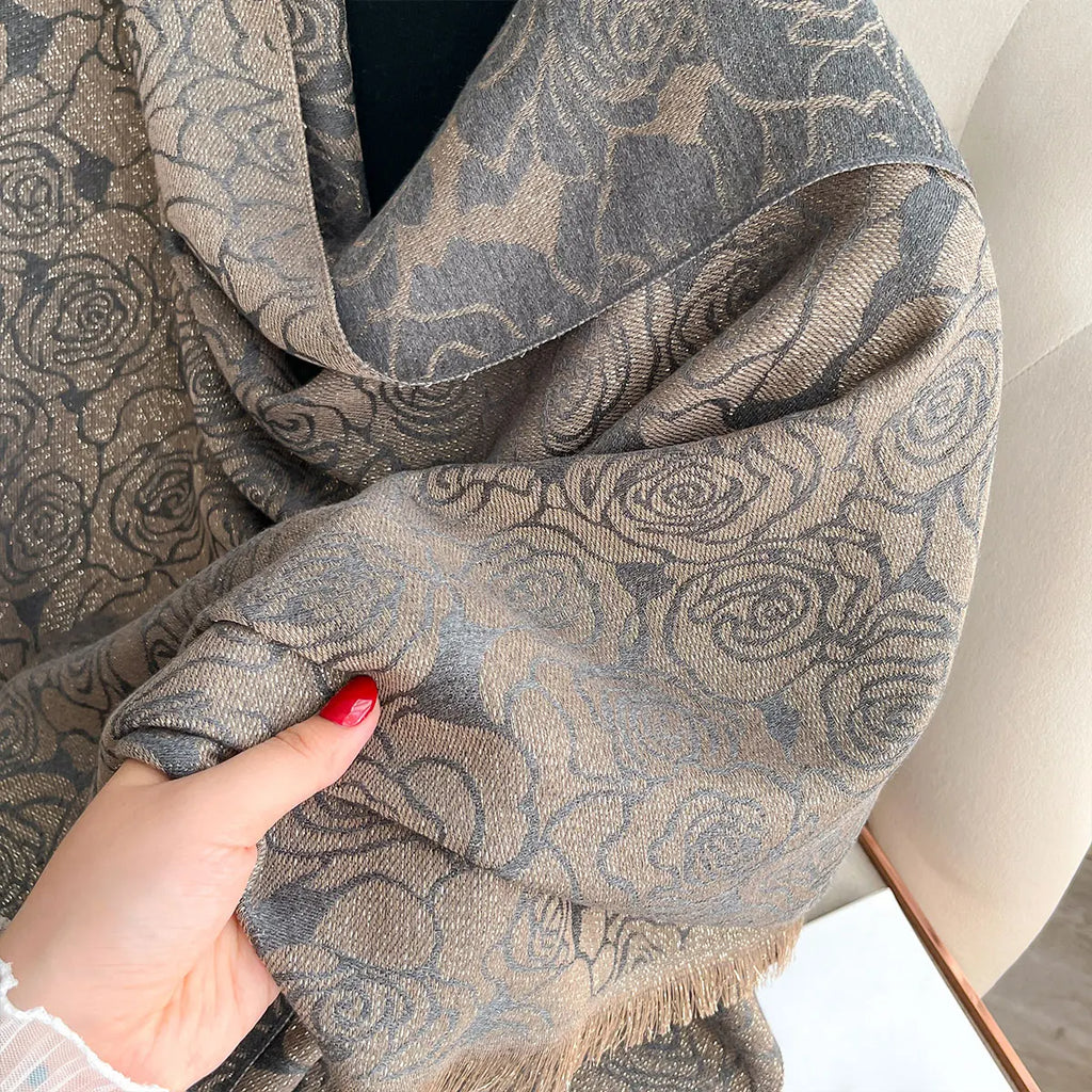 Women Exquisite Golden-Embroidered Hijab for Muslim Ladies Ideal for Spring Fall Sun-Protective Stylish Headwear Shawl Scraf
