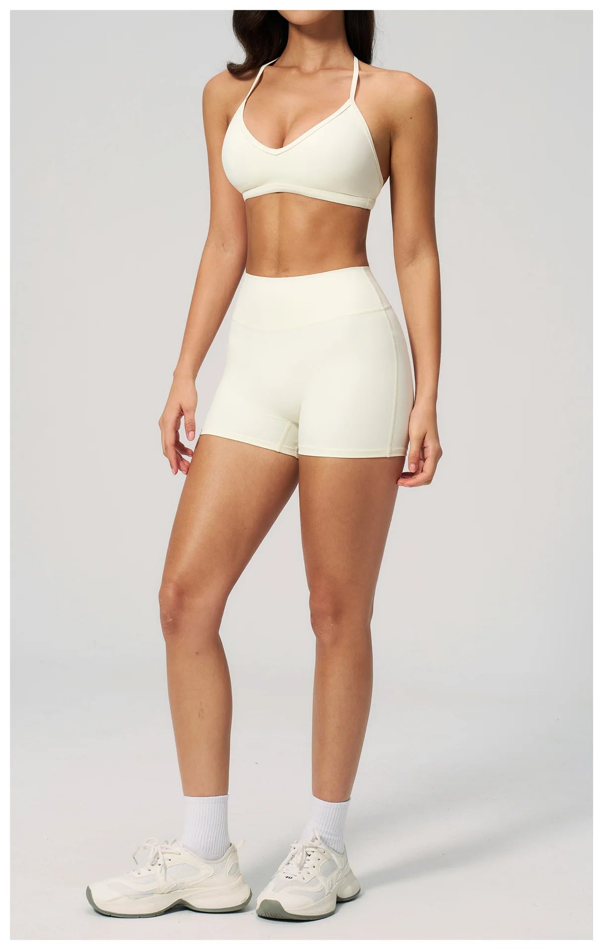 2 Pieces Yoga Set Women Tracksuit Backless Halter Tops High Waist Shorts Gym Suits Fitness Sportswear Workout Sets Athletic Wear