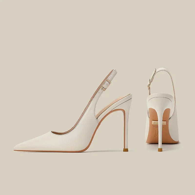 New high-heeled shoes for women with slim heels and pointed back, fashionable, versatile, comfortable commuting sandals