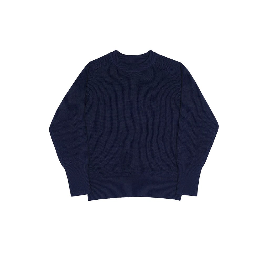 Classic Raglan Sleeve Crewneck Sweater Vintage Style Men's Wool Blend Knitted Pullover Jumper Thick