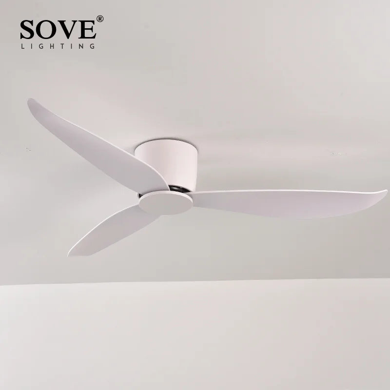 SOVE Ceiling Fan White Low Floor Ultra Thin 17cm DC Ceiling Fan With Remote Control Simple Ceiling Fans Without Light 220V