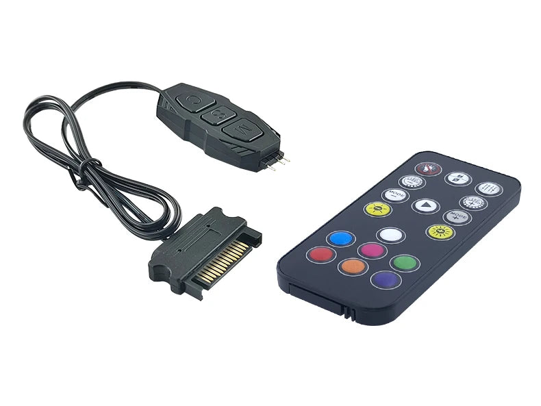 ARGB 5V 3Pin Controller To SATA RGB Remote Mini Controller HUB Adapter RGB Remote Controller for PC Fan Cooling Fan Light Strip