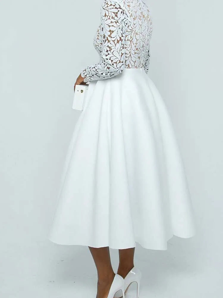 Elegant Party Dresses Woman Fall Fashion Lace Long Sleeve See Through Dress Vintage Laides Evening Dress Wholesale Dropshipping