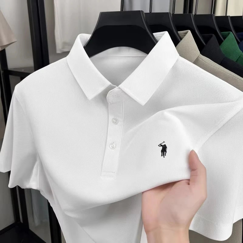 2026 New Men's Luxury Pony Embroidery Polo Shirt – High-Quality Embroidered Collar Short-Sleeve Casual Dress Summer T-Shirt