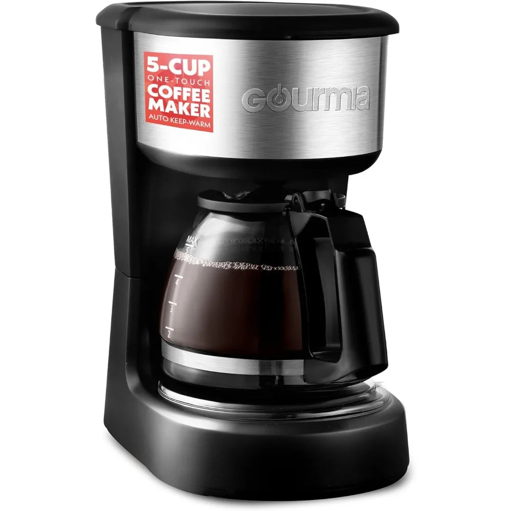 Gourmia Coffee Maker – 5 Cup, One-Touch Brew, Pause & Serve, Automatic Keep Warm, Stainless Steel Accents, Black - Beauty
