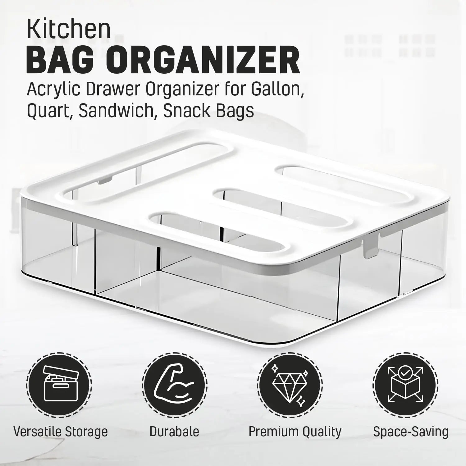 Kitchen Drawer Food Bag Organizer Ziplock Bag Organizer(Transparent Drawer)