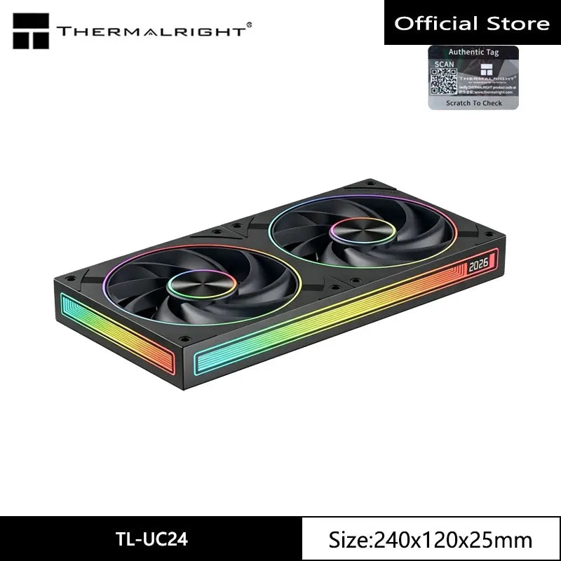 Thermalright TL-UC12/24/36 Chassis Cooling Fan,12CM LCP Material Fan Blade/Digital Display Screen/Infinite Mirror Light Effect