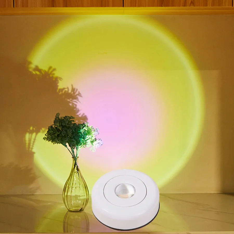 Touch LED Cabinet Lights Battery Powered Stick On Wall Sunset Lamp for Kitchen Bedroom Closet Cupboard Night Light Decoration