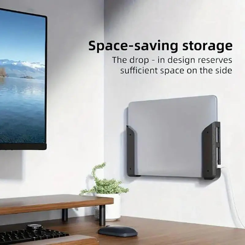 Wall Mounted Under Desk Laptop Stand Practical Laptop Stand Portable Laptop Storage Stand Vertical Desktop Storage Tool