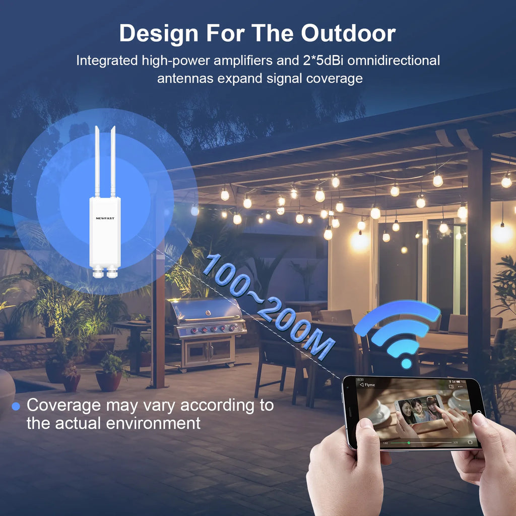 NEWFAST 2.4G/5.8G Outdoor Wireless AP 1200Mbps Access Point 48V POE Wifi Router Long Range WI-FI Extender Gigabit